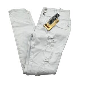 Silver Diva Colombian Push Up Jeans Women's Size 15 White High Waist Distressed